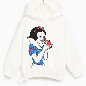 Zara Disney Snow White Princess Sequin Kids White Hoodie